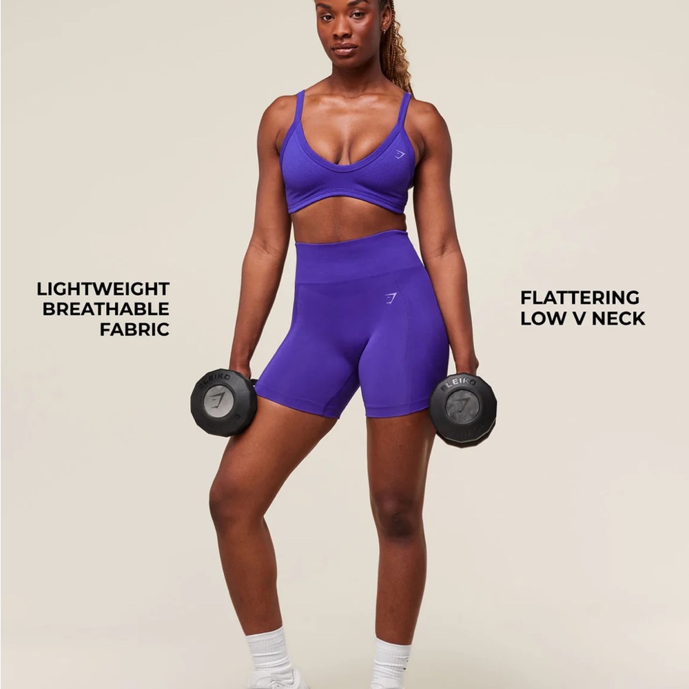 Gymshark cobalt purple ENERGISE SEAMLESS sports bra M - Picture 2 of 7